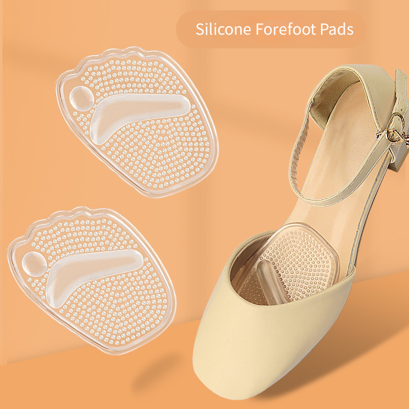 High Heels Gel Half Insoles for Women, Silicone Forefoot Pads, Self-Adhesive Shoe Cushions, Anti-Slip Foot Pain Care