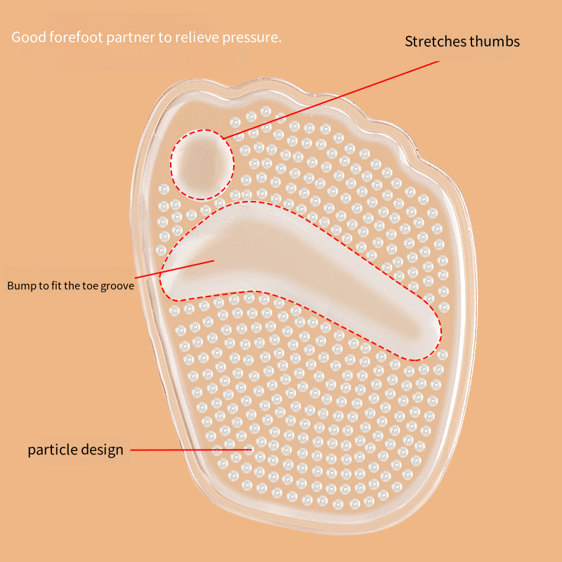 High Heels Gel Half Insoles for Women, Silicone Forefoot Pads, Self-Adhesive Shoe Cushions, Anti-Slip Foot Pain Care