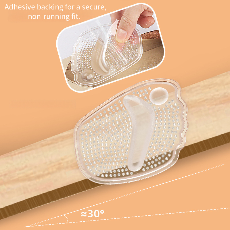 High Heels Gel Half Insoles for Women, Silicone Forefoot Pads, Self-Adhesive Shoe Cushions, Anti-Slip Foot Pain Care