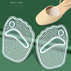 high heel silicone forefoot pads, self-adhesive gel half insoles, anti-slip shoe cushion for women foot pain care