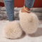 Korean Style Faux Fur Slippers For Women Pure Color Warm House Shoes Indoor Outdoor Flat Non Slip C 9