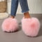 Korean Style Faux Fur Slippers For Women Pure Color Warm House Shoes Indoor Outdoor Flat Non Slip C 0