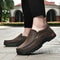 Men Leather Shoes Handmade Casual Loafers Outdoor Slip On Moccasins Non Slip Walking Flats 1