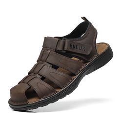 outdoor fashion beach shoes, light and comfortable, first-layer cowhide mens sports sandals, open-toe non-slip sandals