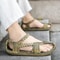 Mens Summer Straw Sandals, Comfortable Flat Casual Flip-flop Shoes, Wear-resistant Outdoor Beach Shoes