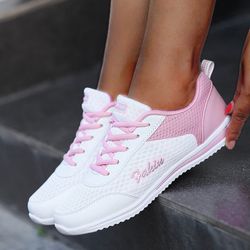fashion womens sneakers, lightweight mesh shoes, comfortable lace up tenis, stylish summer designer sneakers