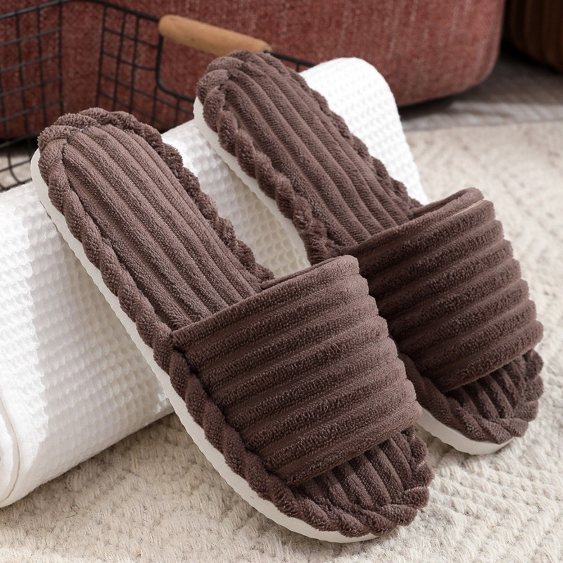 Womens Slippers Indoor Open Toe Fuzzy Slides For Women Corduroy Warm Memory Foam House Shoes Soft A 7