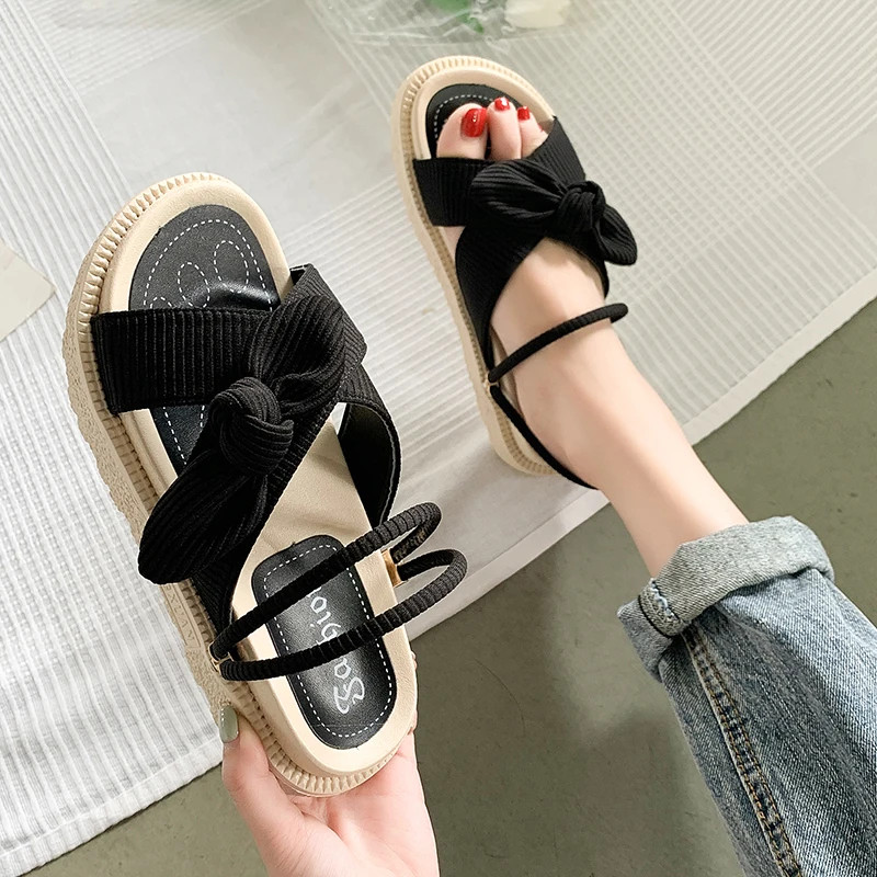 Summer Fairy Style Sandal For Women Fashion Student Platform Flats Roman Lady Cute Slippers 1