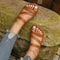 Summer Rimocy Sandals for Women, Flat Heel PU Leather Slip-On Slippers, Casual Gladiator Beach Shoes
