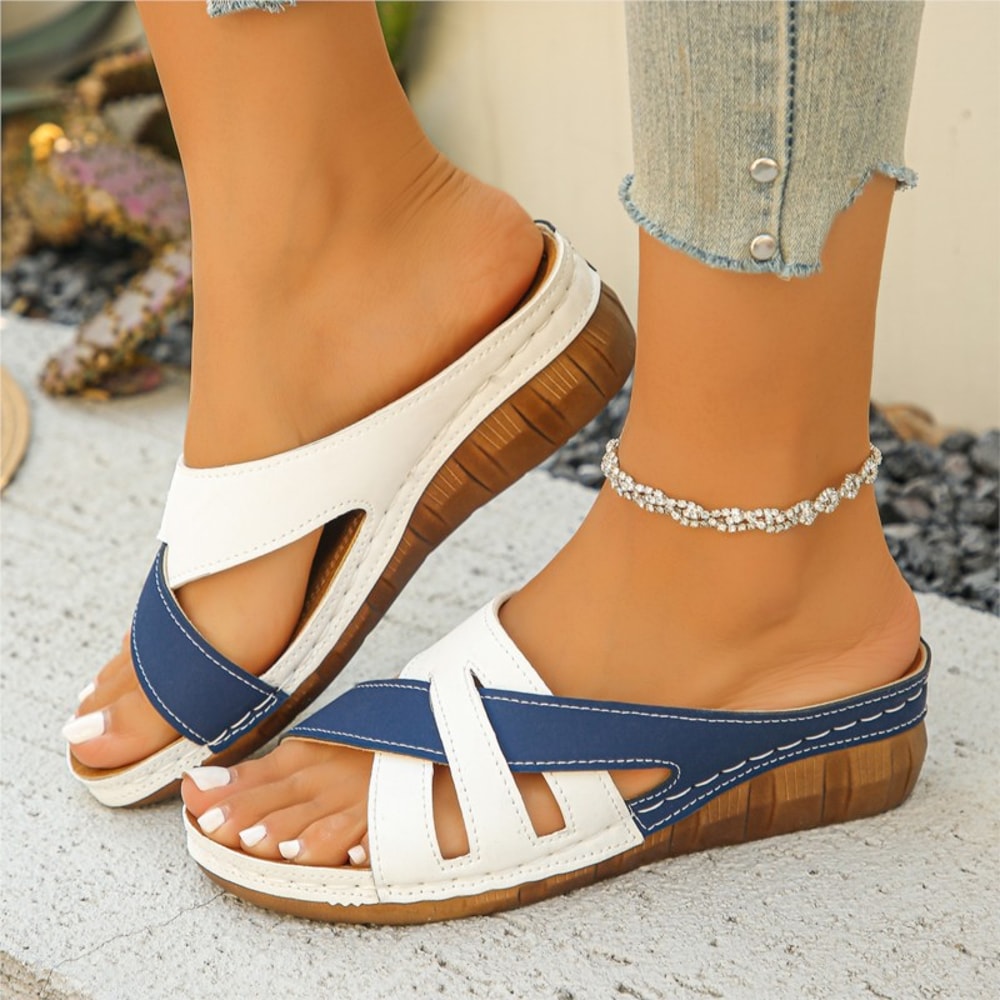 Ladies Elegant Summer Sandals Breathable Wedge Shoes Comfortable Female Slides 2