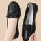 Women Leather Moccasins Shoes Round Toe Flats Slip On Black Casual Shoes 2