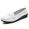 Women Leather Moccasins Shoes Round Toe Flats Slip On Black Casual Shoes 4