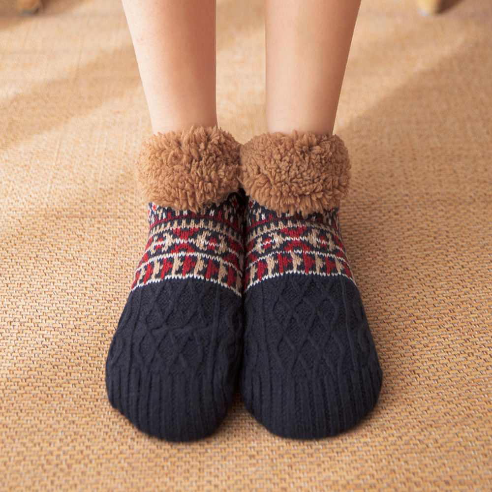 Non Slip Winter Floor Socks Super Warm Velvet Boot Slippers Unisex Snow Sleep Socks For Home Wear 5