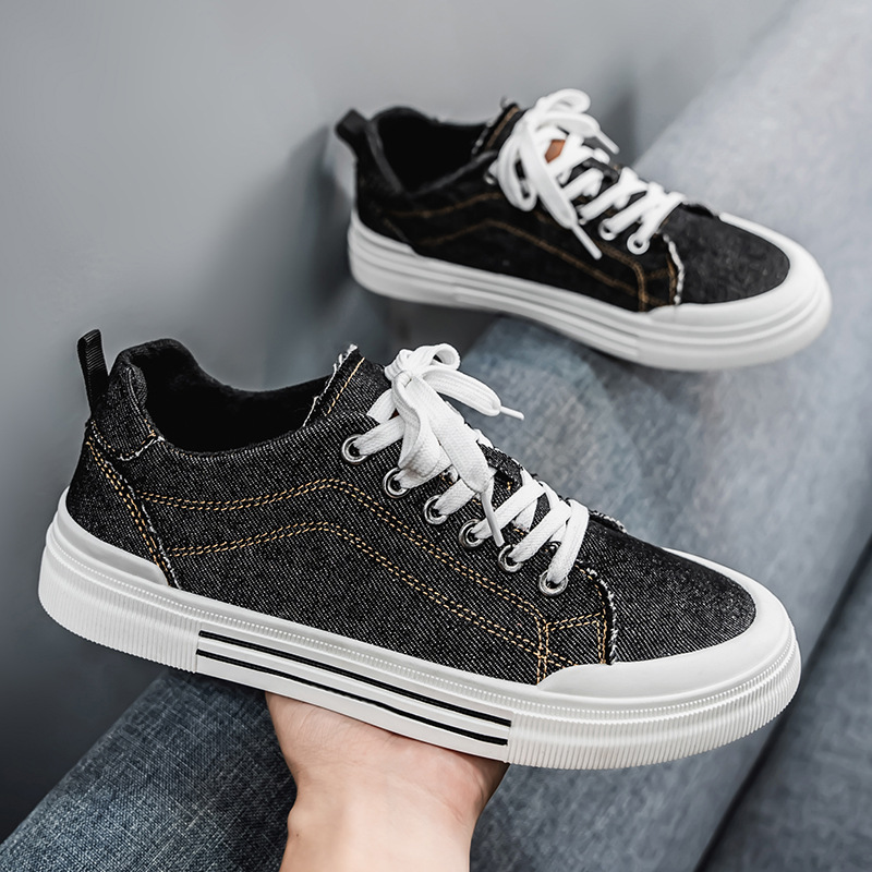 Mens Fashion Denim Sneakers New Streetwear Shoes Canvas Trainers HipHop Tied Up Runway Boy Sneakers 5