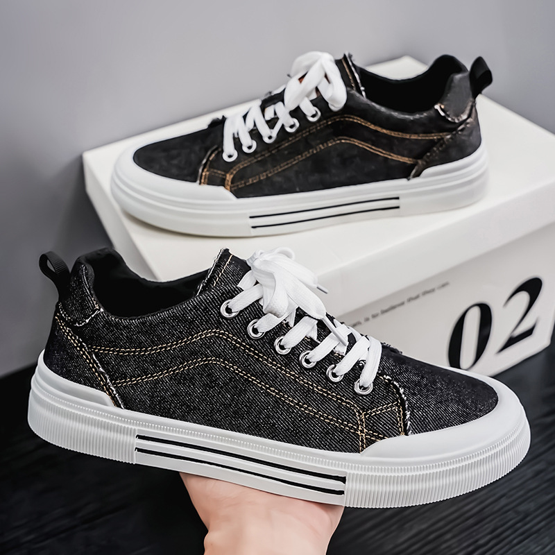 Mens Fashion Denim Sneakers New Streetwear Shoes Canvas Trainers HipHop Tied Up Runway Boy Sneakers 0