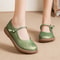 Green Mary Jane Flats For Women Wide Toe Shoes Soft Loafers Split Leather Moccasins For Moms Nurses 8