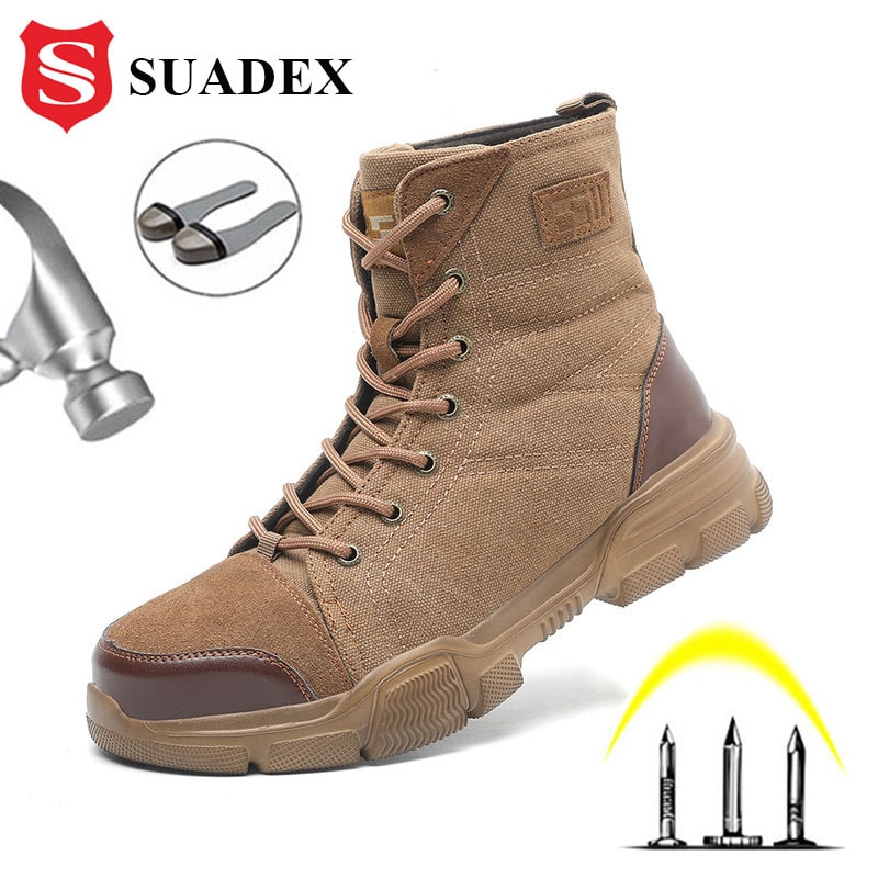 Mens Steel Toe Work Boots Indestructible Safety Boots Durable Desert Work Shoes 0