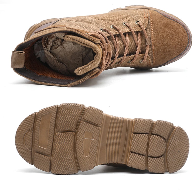 Mens Steel Toe Work Boots Indestructible Safety Boots Durable Desert Work Shoes 4