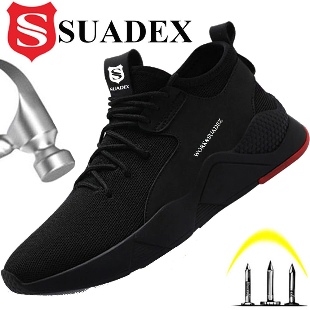 Steel Toe Cap Work Boots For Men AntiSmashing Puncture Proof Construction Shoes NonSlip Breathable