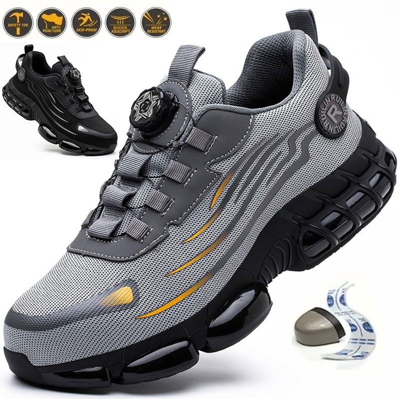 Fashion Men Safety Sport Shoes Antismash Antipuncture Security Protective Boots Rotating Button Saf 0