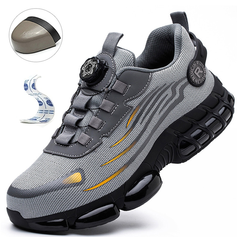 Fashion Men Safety Sport Shoes Antismash Antipuncture Security Protective Boots Rotating Button Saf 6