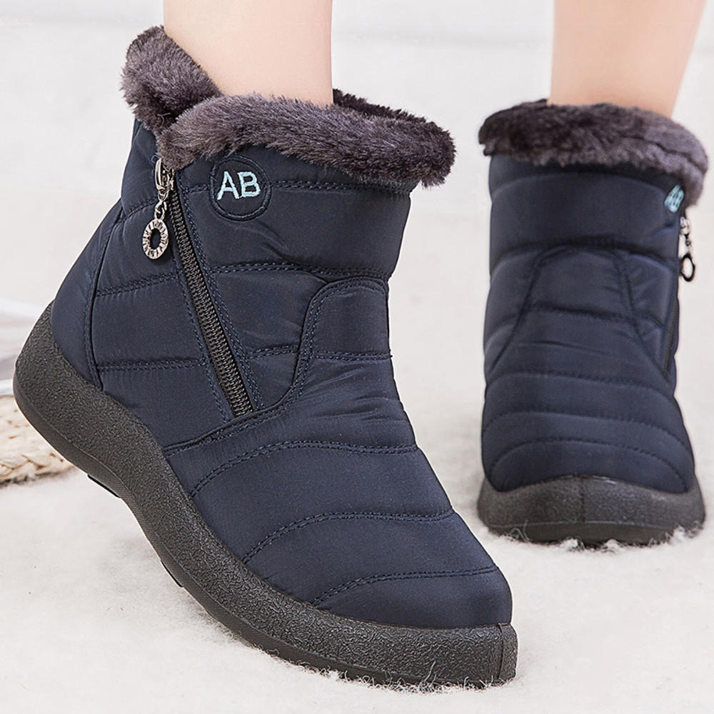 Waterproof Womens Boots Womens Winter Boots Ankle Boots With Fur Snow Boots Women Low Heels Winter 1