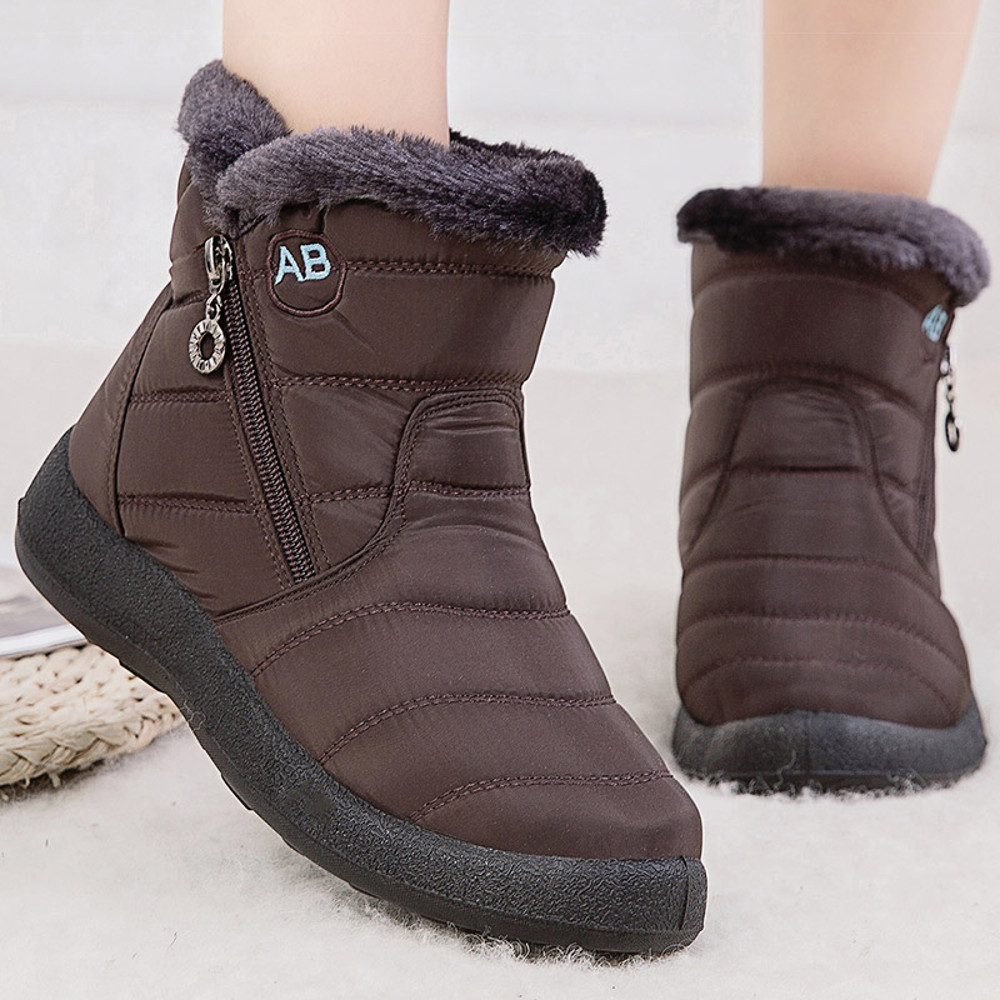 Waterproof Womens Boots Womens Winter Boots Ankle Boots With Fur Snow Boots Women Low Heels Winter 5
