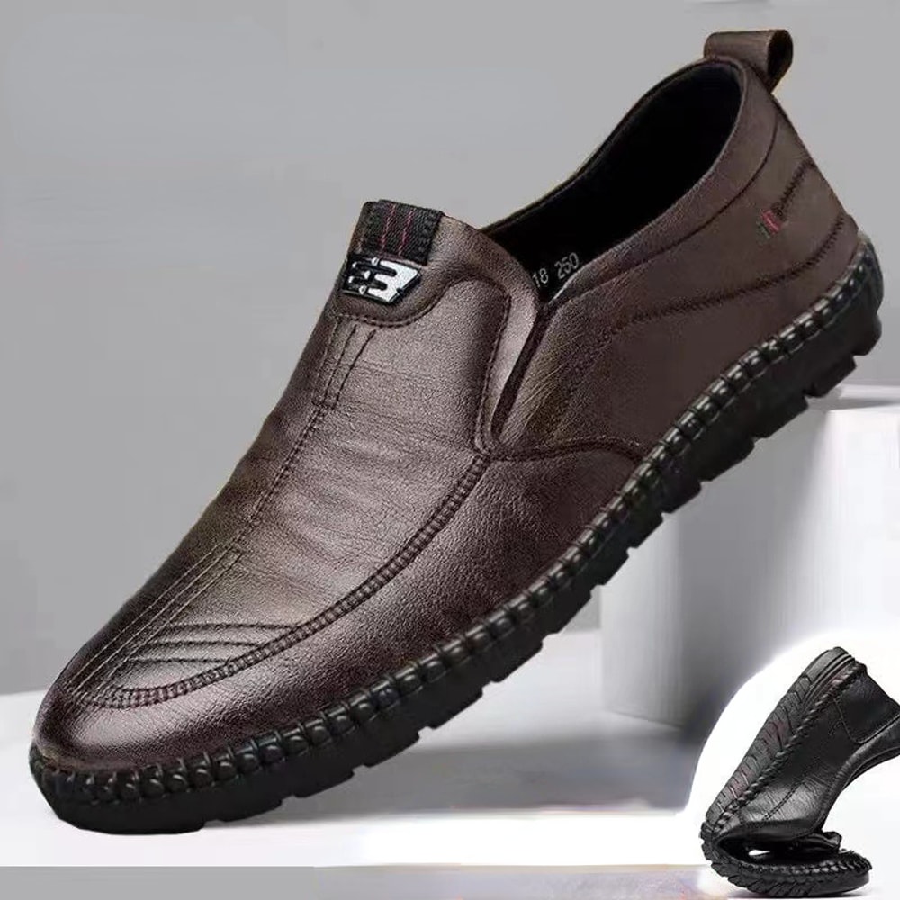 Fashion Summer Men's Leather Shoes, Slip on Casual Loafers, Soft Driving Shoes, Breathable Comfort Shoes for Men