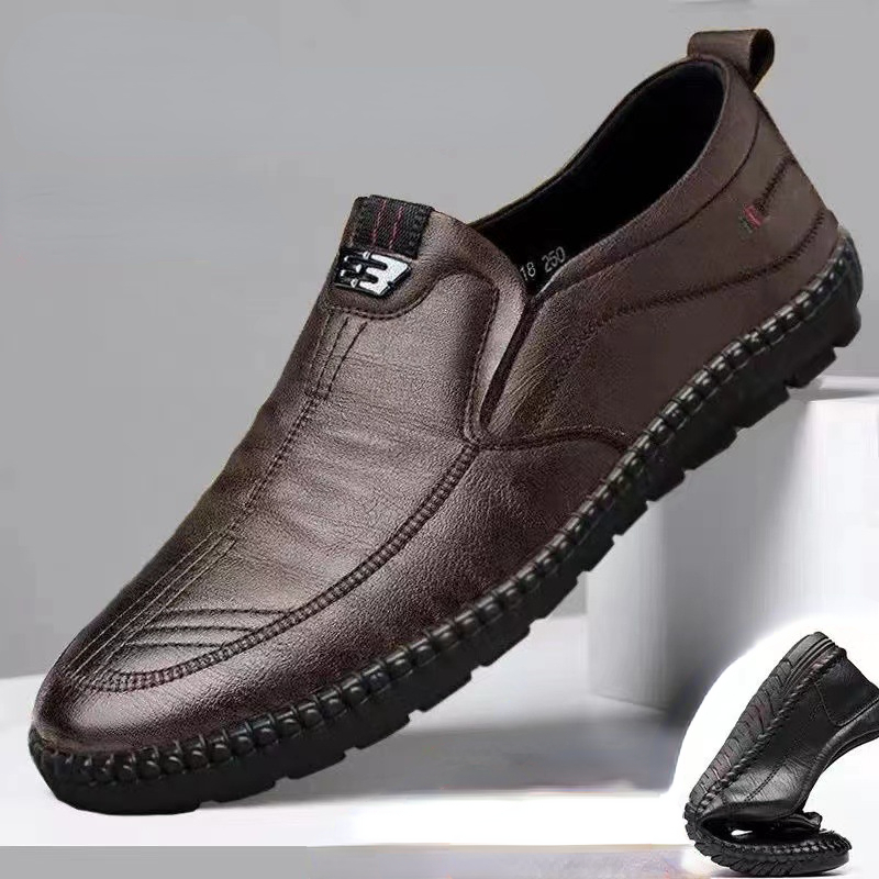 Fashion Summer Men's Leather Shoes, Slip on Casual Loafers, Soft Driving Shoes, Breathable Comfort Shoes for Men