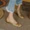 Fashion Retro Women Sandals, Elegant Low-heeled Slingback Shoes, High Quality Suede Slip on Flats, Office Ladies Sandal