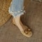 Fashion Retro Women Sandals, Elegant Low-heeled Slingback Shoes, High Quality Suede Slip on Flats, Office Ladies Sandal