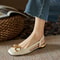 Fashion Retro Women Sandals, Elegant Low-heeled Slingback Shoes, High Quality Suede Slip on Flats, Office Ladies Sandal