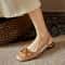 Fashion Retro Women Sandals, Elegant Low-heeled Slingback Shoes, High Quality Suede Slip on Flats, Office Ladies Sandal