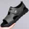 New Roman Sandals for Men, Comfortable Leather Beach Shoes, Soft Bottom Casual Shoes for Men