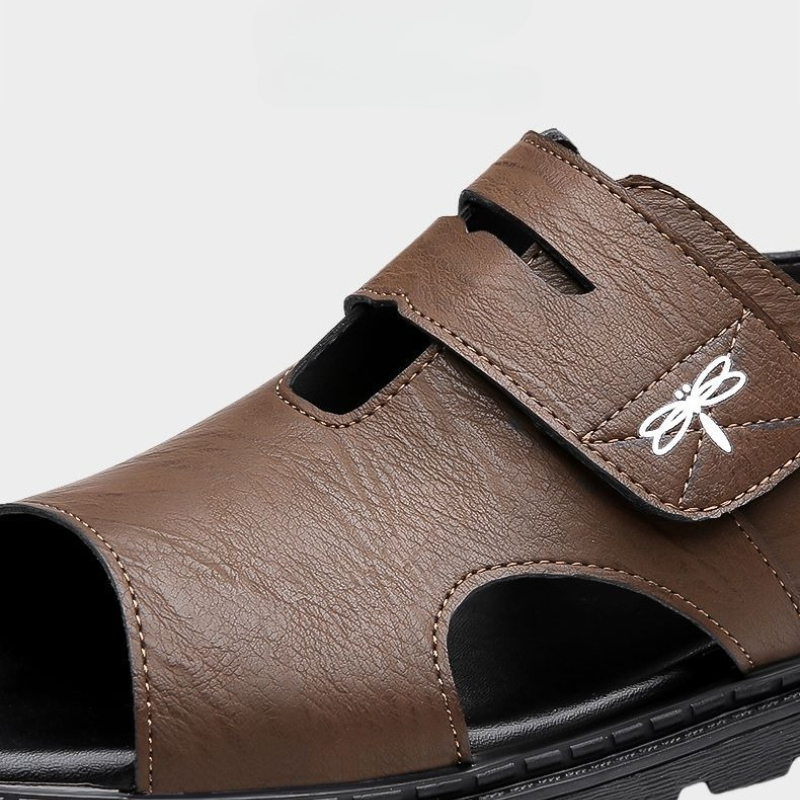 New Roman Sandals for Men, Comfortable Leather Beach Shoes, Soft Bottom Casual Shoes for Men