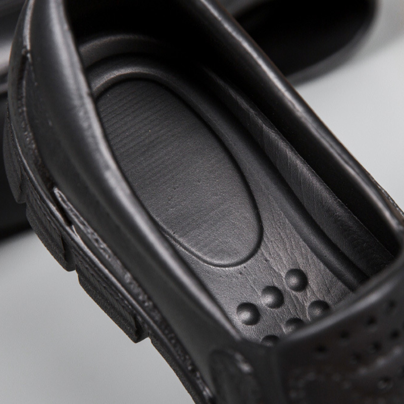 Mens Fashion Leather Casual Shoes Waterproof Driving Loafers Nonslip EVA Chef Shoes Comfort Soft So 2