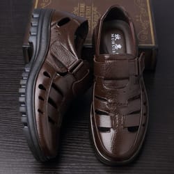 fashionable hollow out leather shoes for men luxury casual summer sandals high quality breathable men