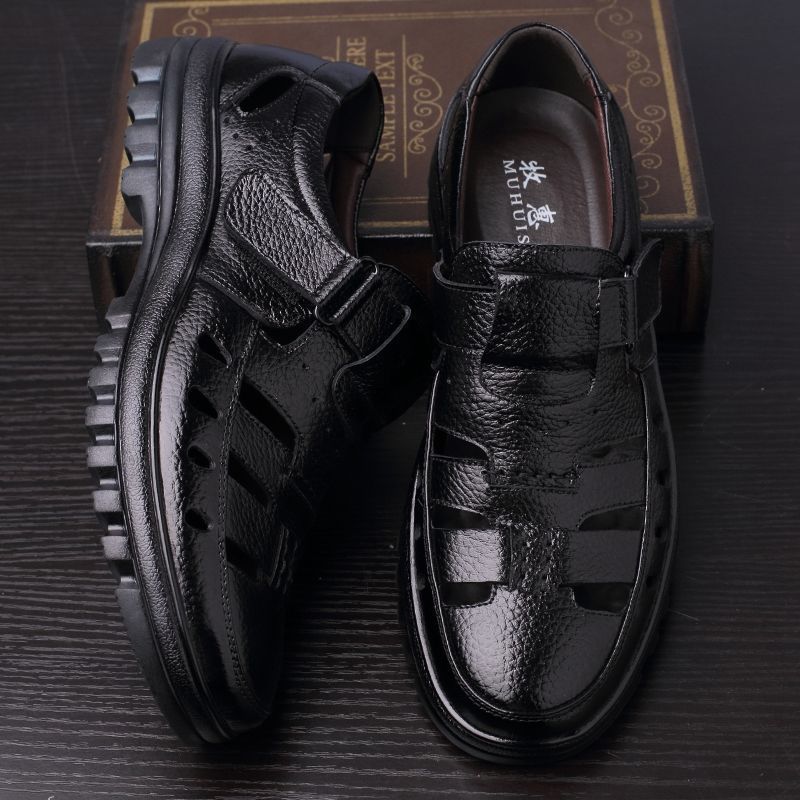 Fashionable Hollow Out Leather Shoes For Men Luxury Casual Summer Sandals High Quality Breathable M 1