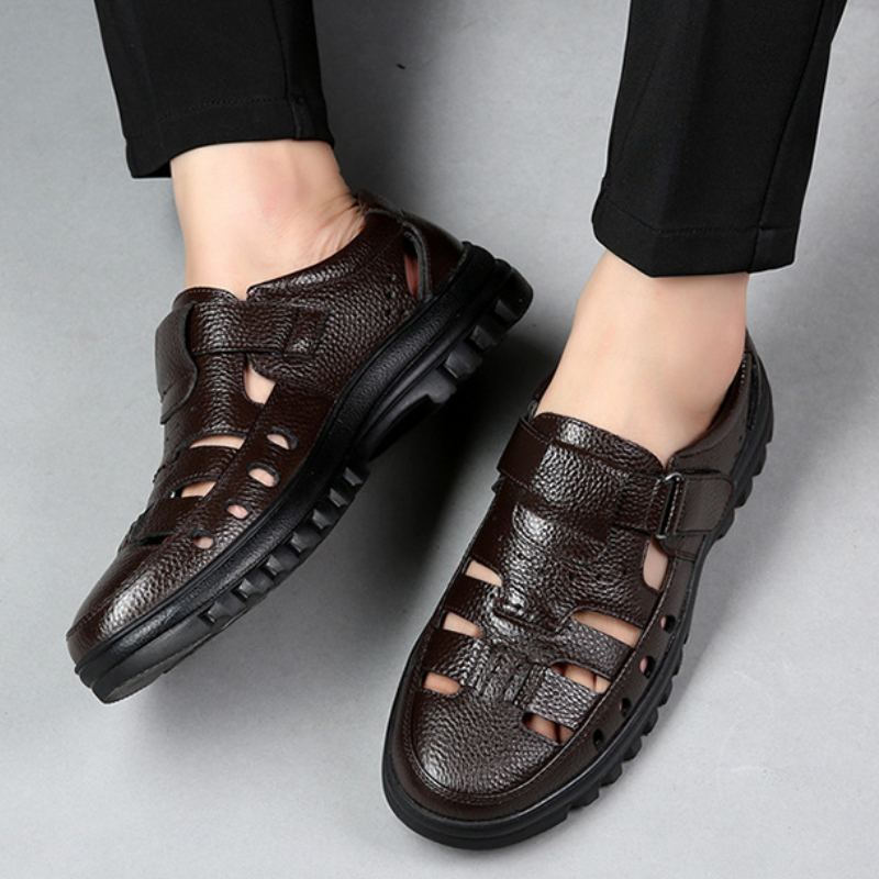 Fashionable Hollow Out Leather Shoes For Men Luxury Casual Summer Sandals High Quality Breathable M 4