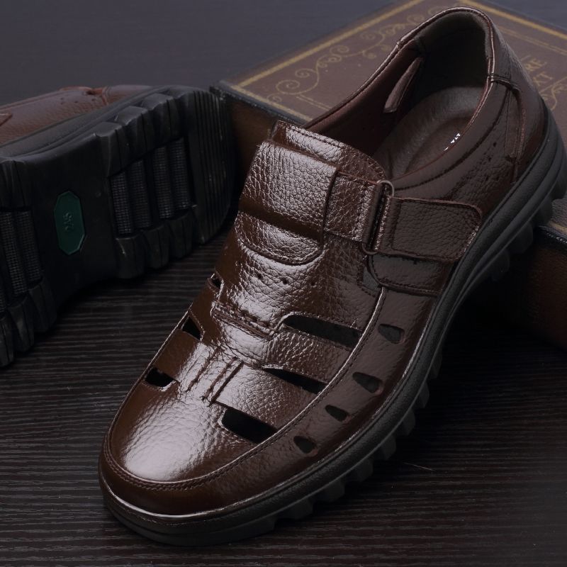 Fashionable Hollow Out Leather Shoes For Men Luxury Casual Summer Sandals High Quality Breathable M 6