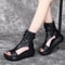 Fashion Leather Women Boots Retro Sandals Breathable Platform Shoes Mid Heels Women Wedges 5