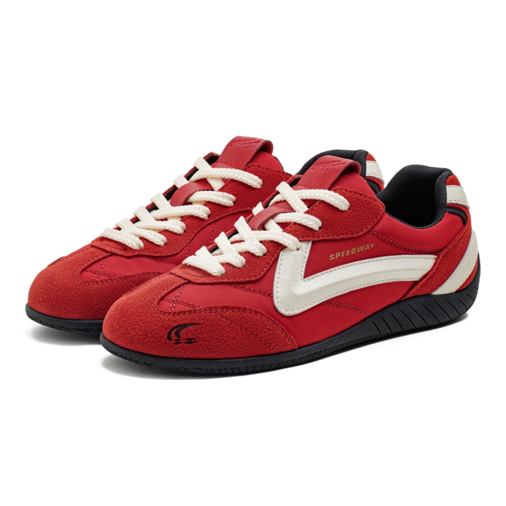 Maden Vintage Patchwork Red Racing Sneakers LaceUp Sporty Unisex Breathable Summer Thin Sole Casual 0