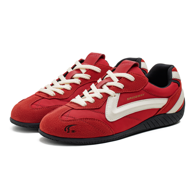 Maden Vintage Patchwork Red Racing Sneakers LaceUp Sporty Unisex Breathable Summer Thin Sole Casual 0