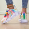 Summer Mesh Fashion Women's Rainbow Stripe Running Shoes Lace-up Casual Sports Shoes for Ladies Beach and Leisure