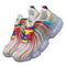 Summer Mesh Fashion Women's Rainbow Stripe Running Shoes Lace-up Casual Sports Shoes for Ladies Beach and Leisure