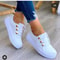 Women Shoes Summer Fashion Round Toe Platform Lace Up Flats Casual SneakersSlip On Tennis Shoes 4