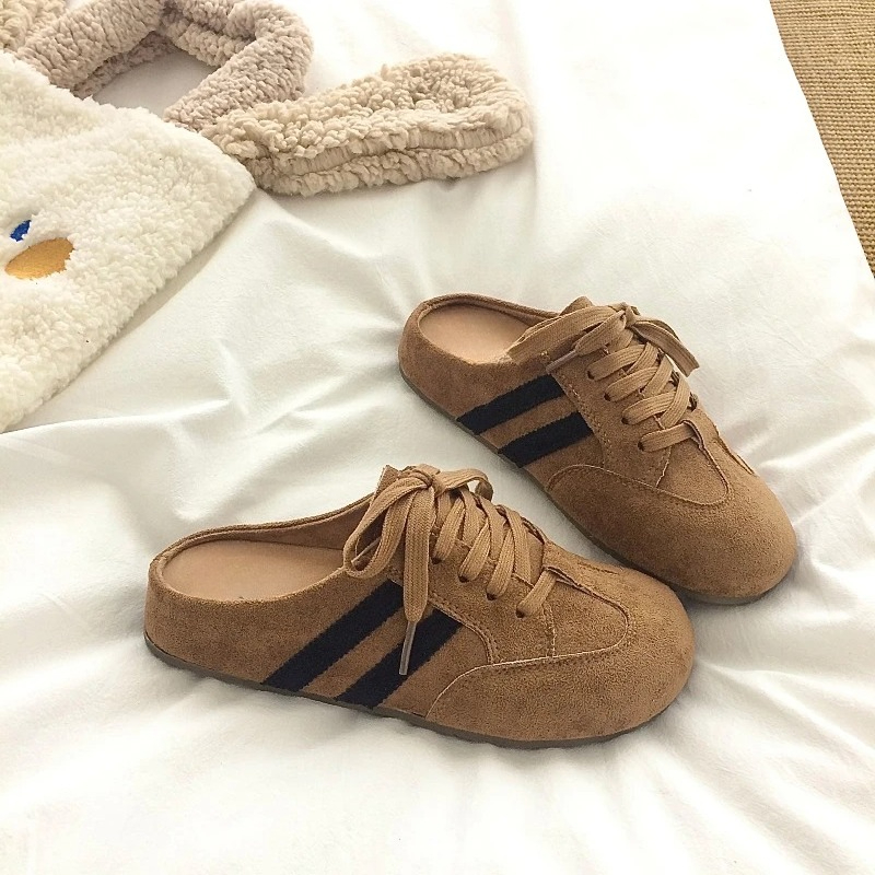 New Women Elevated Wedge Suede Creeper Sandals Summer Thick Bottom Half Slippers Outdoor Shoes Sneaker Clogs