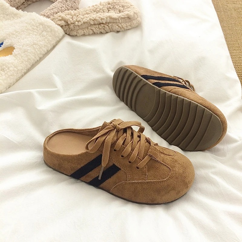 New Women Elevated Wedge Suede Creeper Sandals Summer Thick Bottom Half Slippers Outdoor Shoes Sneaker Clogs