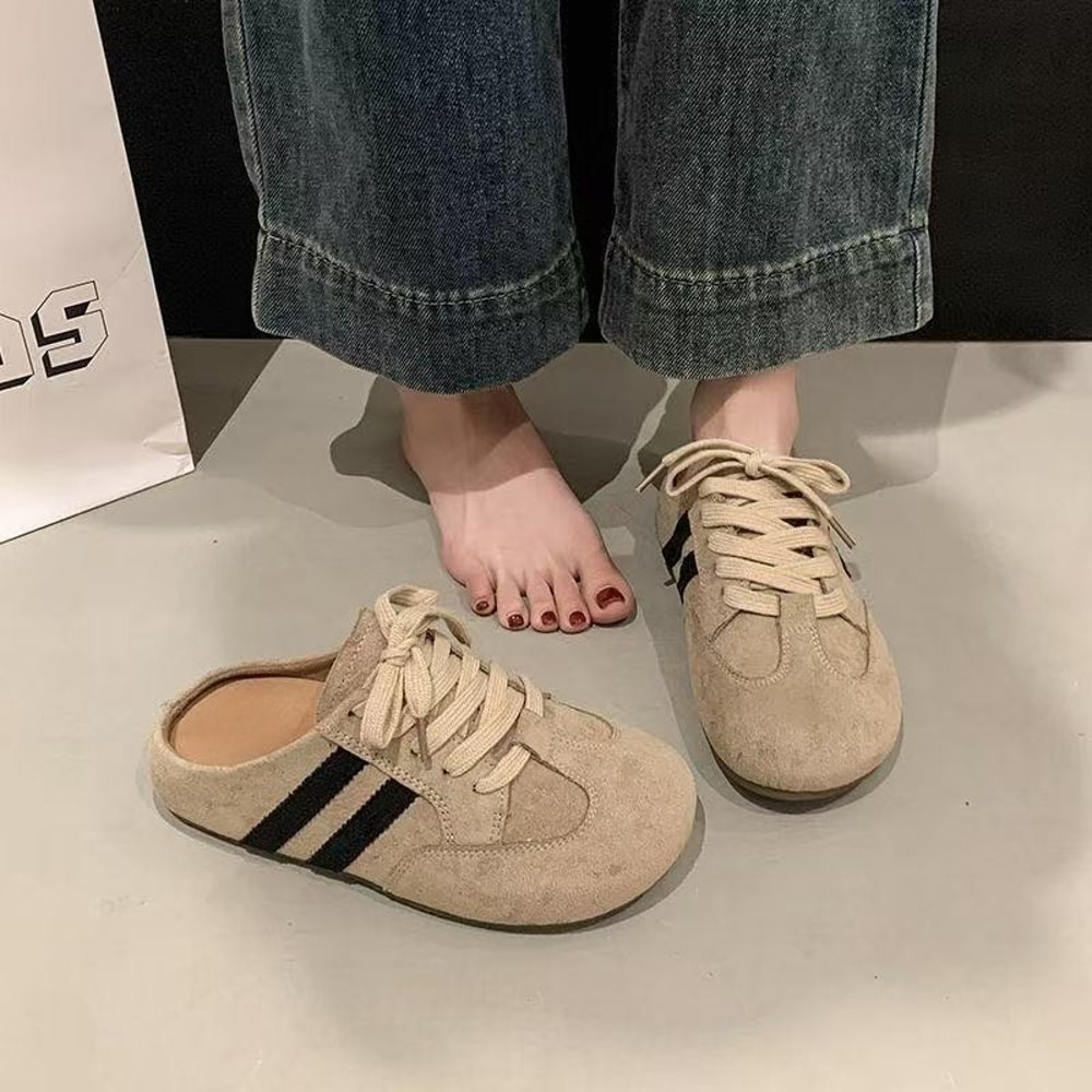 New Women Elevated Wedge Suede Creeper Sandals Summer Thick Bottom Half Slippers Outdoor Shoes Sneaker Clogs