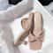 New Fashion Summer Handmade Women Shoes High Heels Square Open Toe Slippers Apricot Off White 3